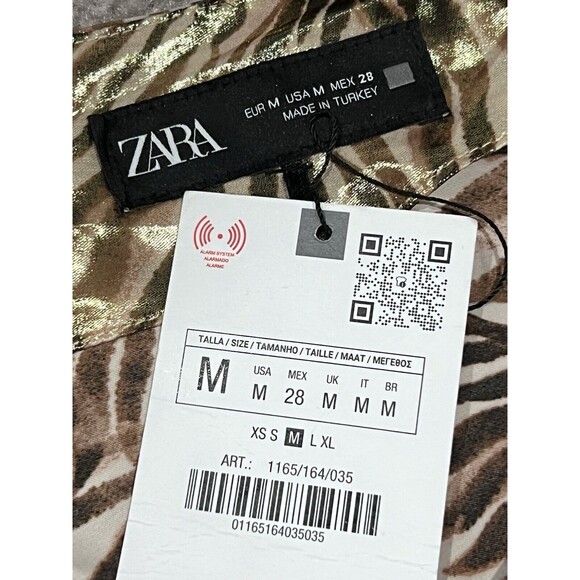 ZARA WOMEN SS24 MEDIUM FOIL ANIMAL PRINT MIDI HALTER GOLD DRESS 1165/164/035 - Picture 14 of 17